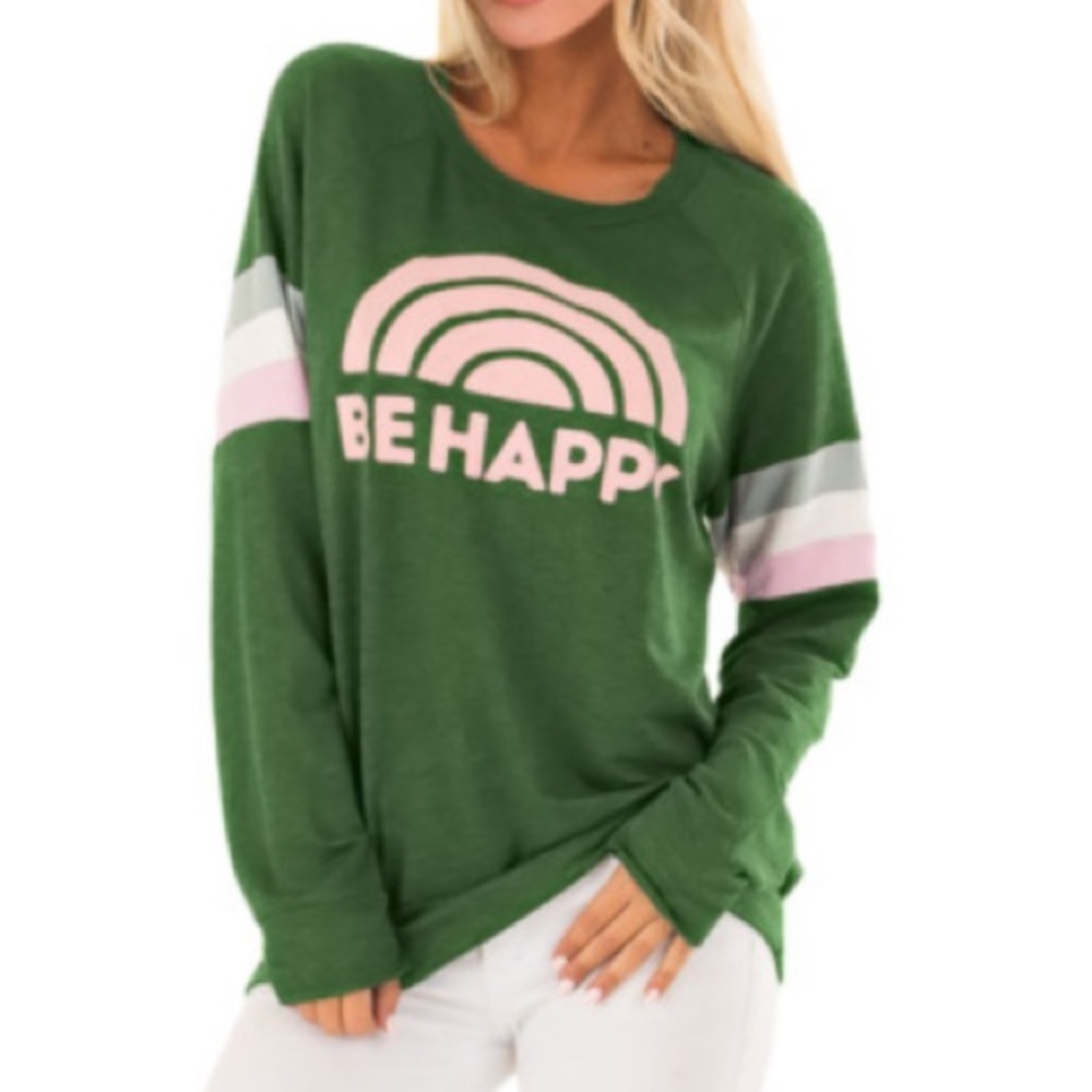👚 2 for $38 👚 Be Happy Faux Sweatshirt